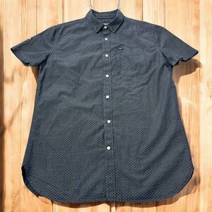 Vintage SuperDry Mens Size M Black Polka Dot Button Down Shirt Short Sleeve